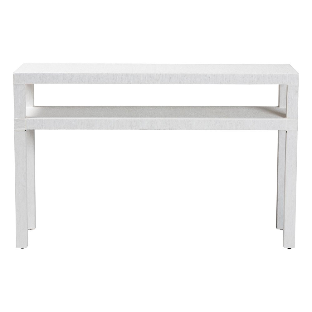 Natural Grasscloth Console Table - Two-Tier Entryway Table with Open Shelf. Picture 2