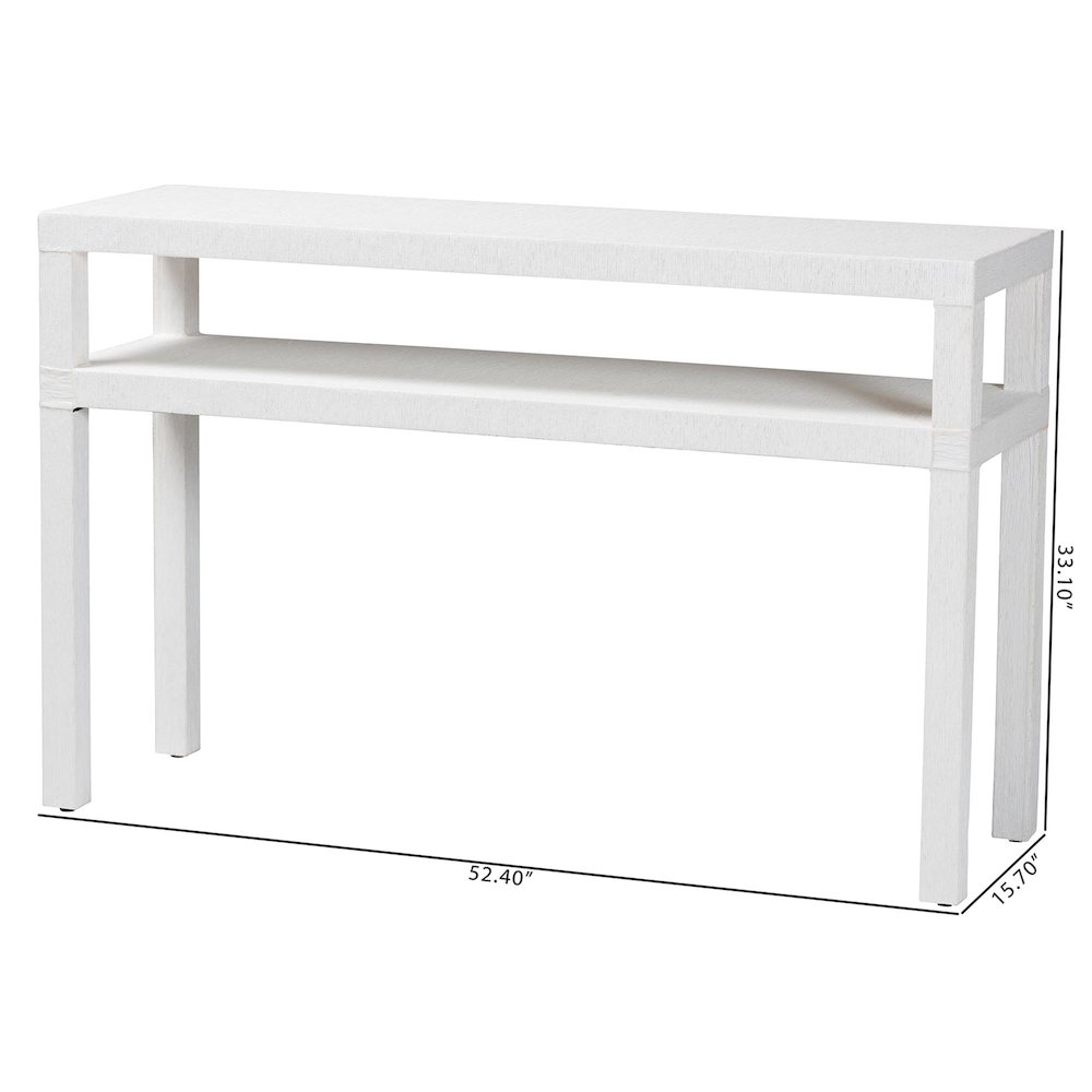 Natural Grasscloth Console Table - Two-Tier Entryway Table with Open Shelf. Picture 7