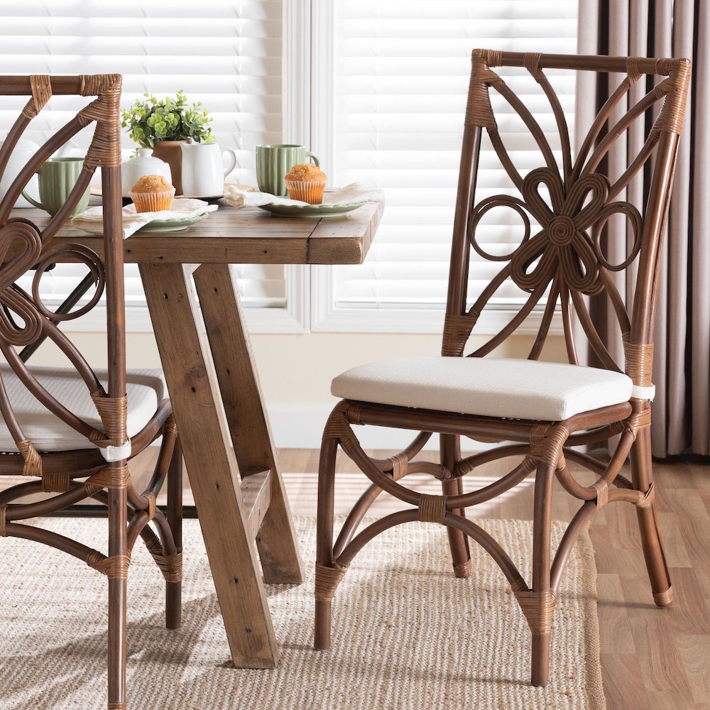 Dining Chair with Decorative Backrest and Cushioned Seat. Picture 8