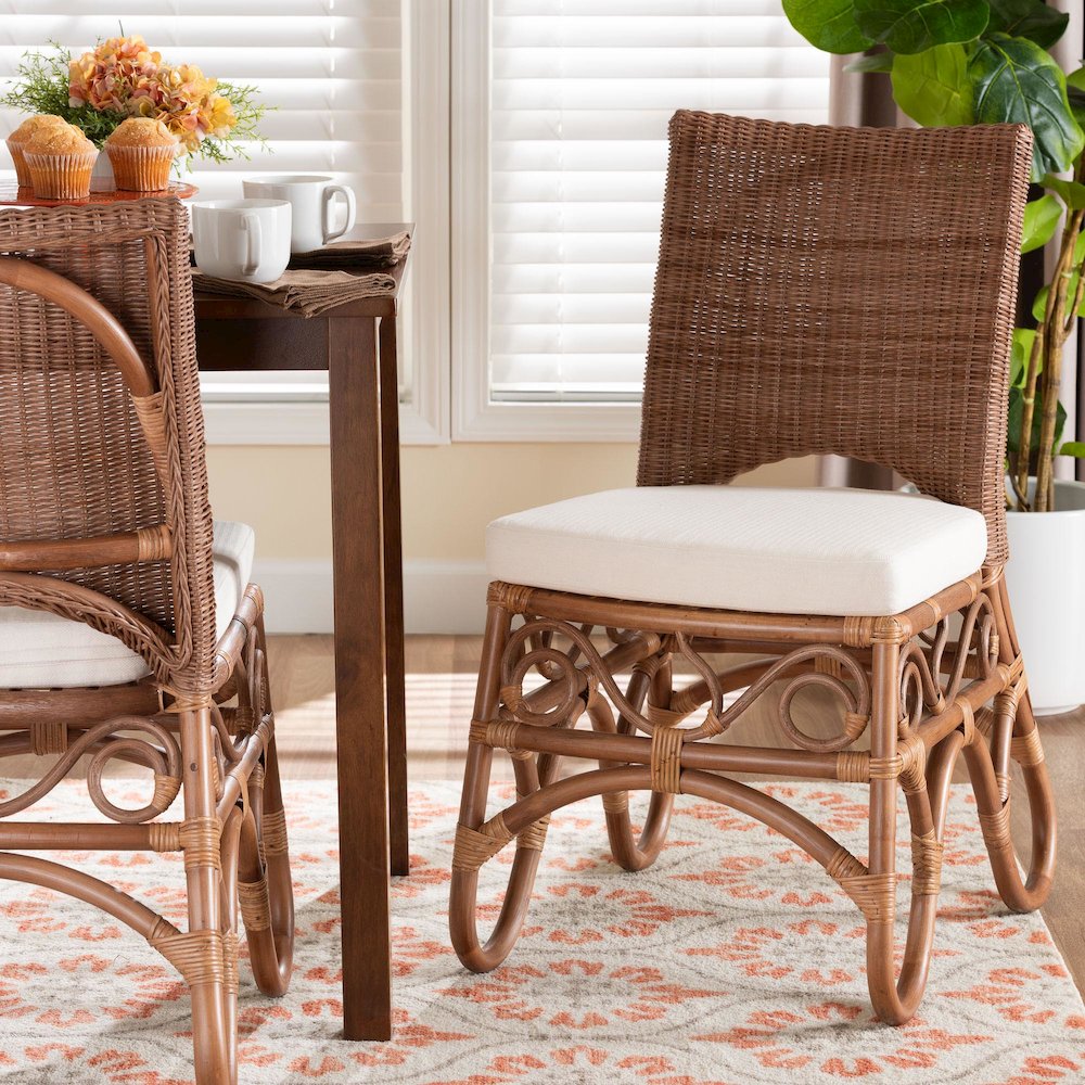 Natural Rattan Dining Chair - Handcrafted Wicker Accent Chair. Picture 8