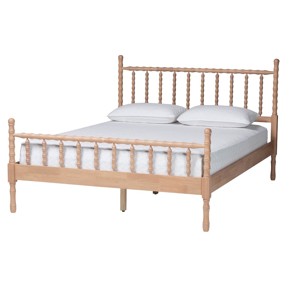 Platform Bed - Spindle Bed Frame with Bamboo-Style Turned Posts, Queen. Picture 1