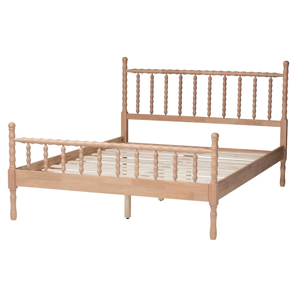 Platform Bed - Spindle Bed Frame with Bamboo-Style Turned Posts, Queen. Picture 3
