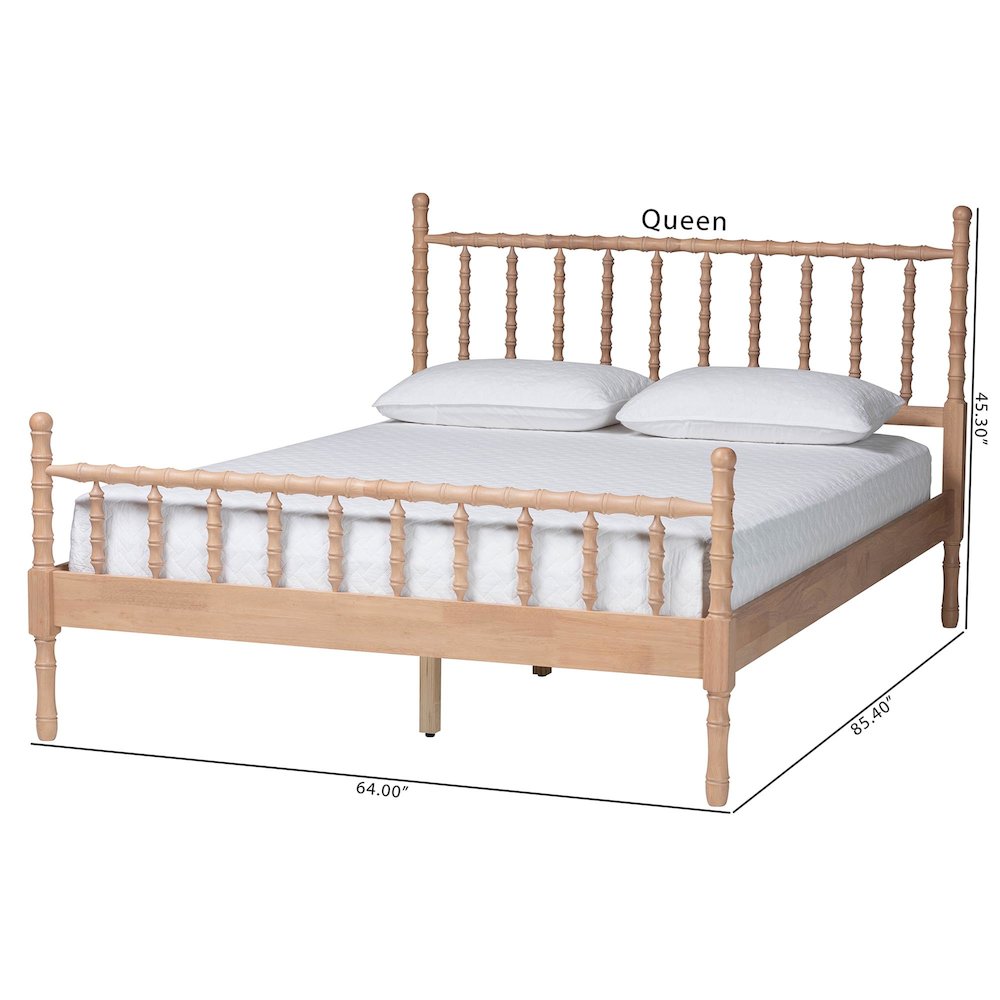 Platform Bed - Spindle Bed Frame with Bamboo-Style Turned Posts, Queen. Picture 8