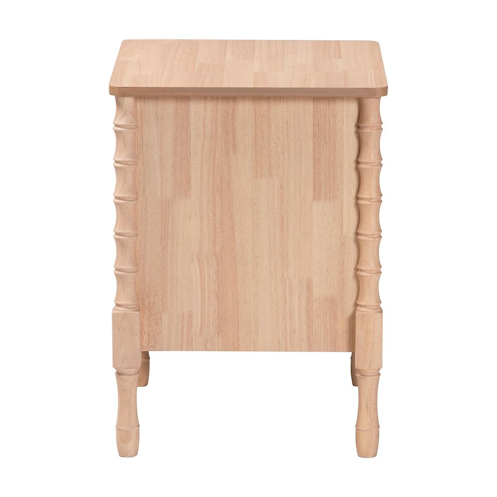 Nightstand - 2-Drawer Bedside Table with Bamboo-Style Turned Legs. Picture 4