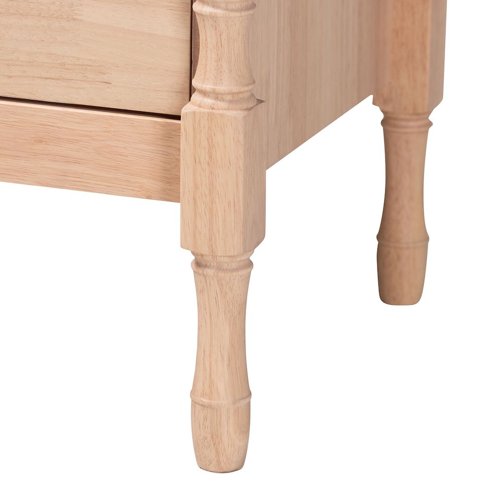 Nightstand - 2-Drawer Bedside Table with Bamboo-Style Turned Legs. Picture 6