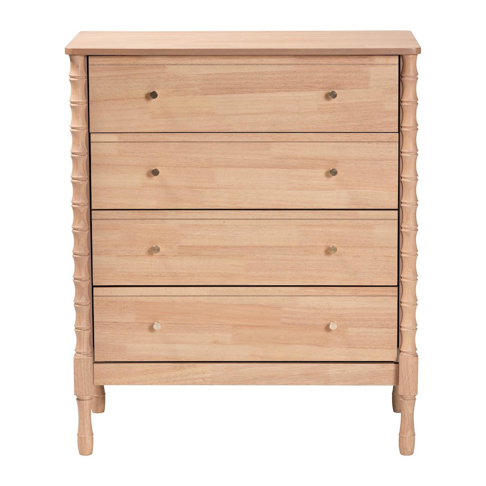 Chest - 4-Drawer Bedroom Organizer with Bamboo-Style Turned Legs. Picture 4