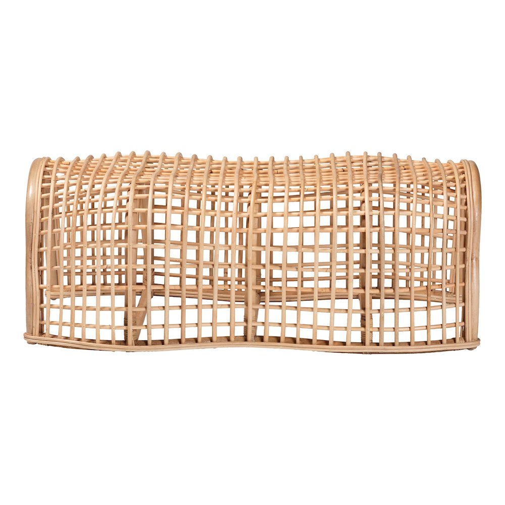 Natural Rattan Bench with Curved Frame - Lightweight Decorative. Picture 2