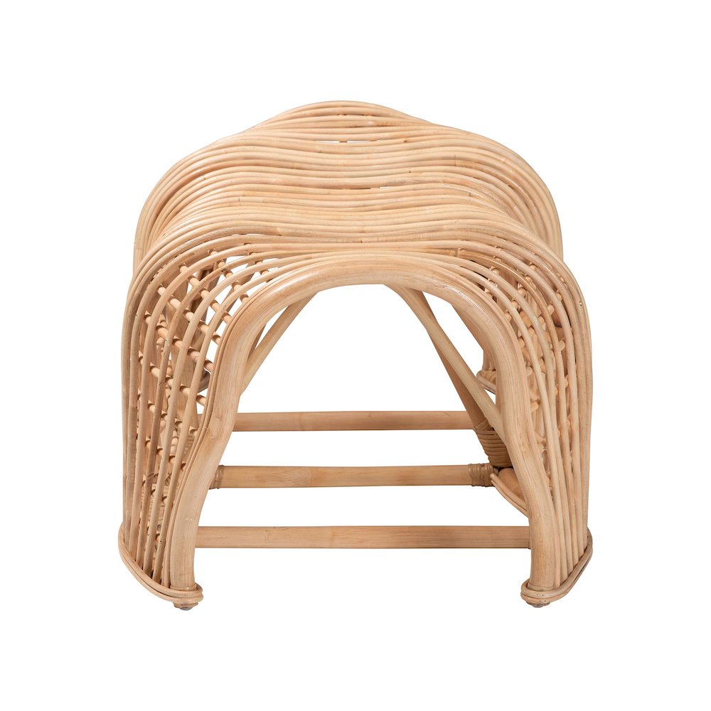 Natural Rattan Bench with Curved Frame - Lightweight Decorative. Picture 3