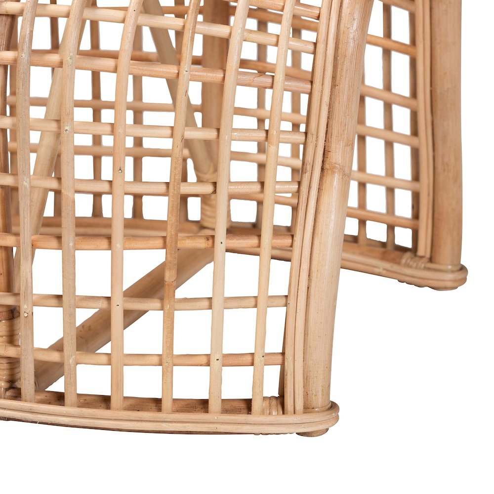 Natural Rattan Bench with Curved Frame - Lightweight Decorative. Picture 4