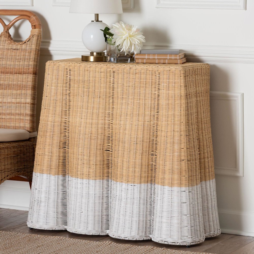 Natural Console Table, Rectangle 36", Two-Tone White/Natural. Picture 7