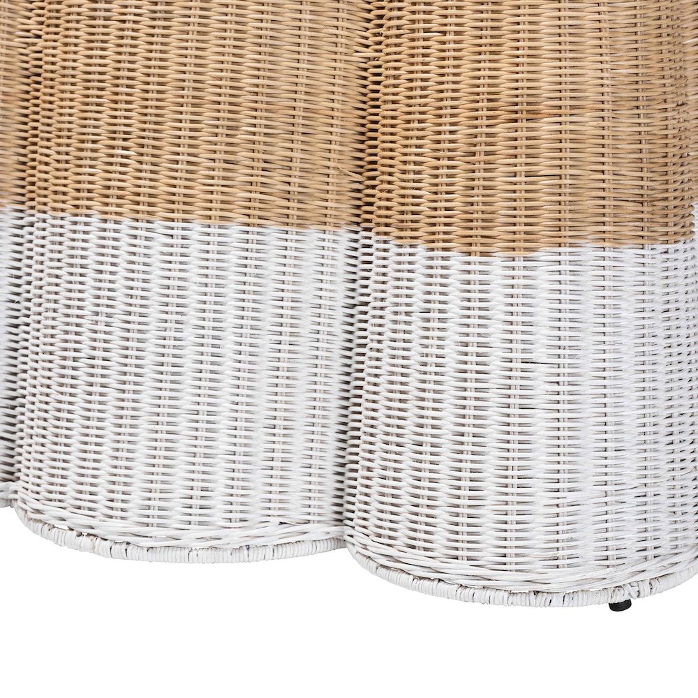 Rattan Console Accent Table, Coastal/Boho Decor, Rectangle 54", White/Natural. Picture 6
