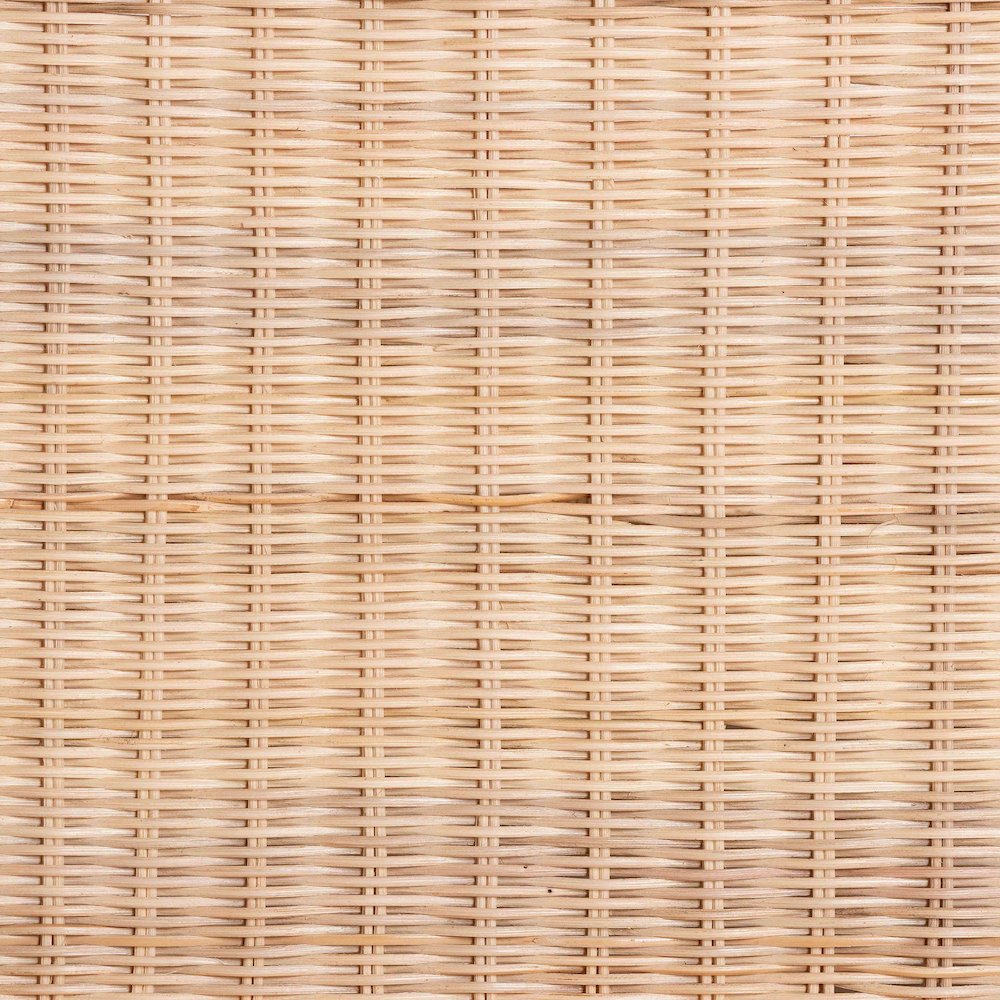 Scalloped Rattan End Table with Removable Tray Top-Handwoven Rattan Accent Table. Picture 7