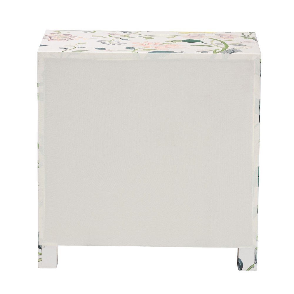 Connery Floral End Table - 3-Drawer Decorative Accent Storage Cabinet. Picture 5