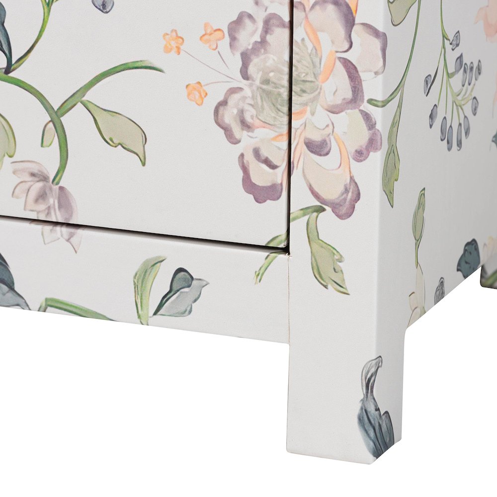 Connery Floral End Table - 3-Drawer Decorative Accent Storage Cabinet. Picture 7
