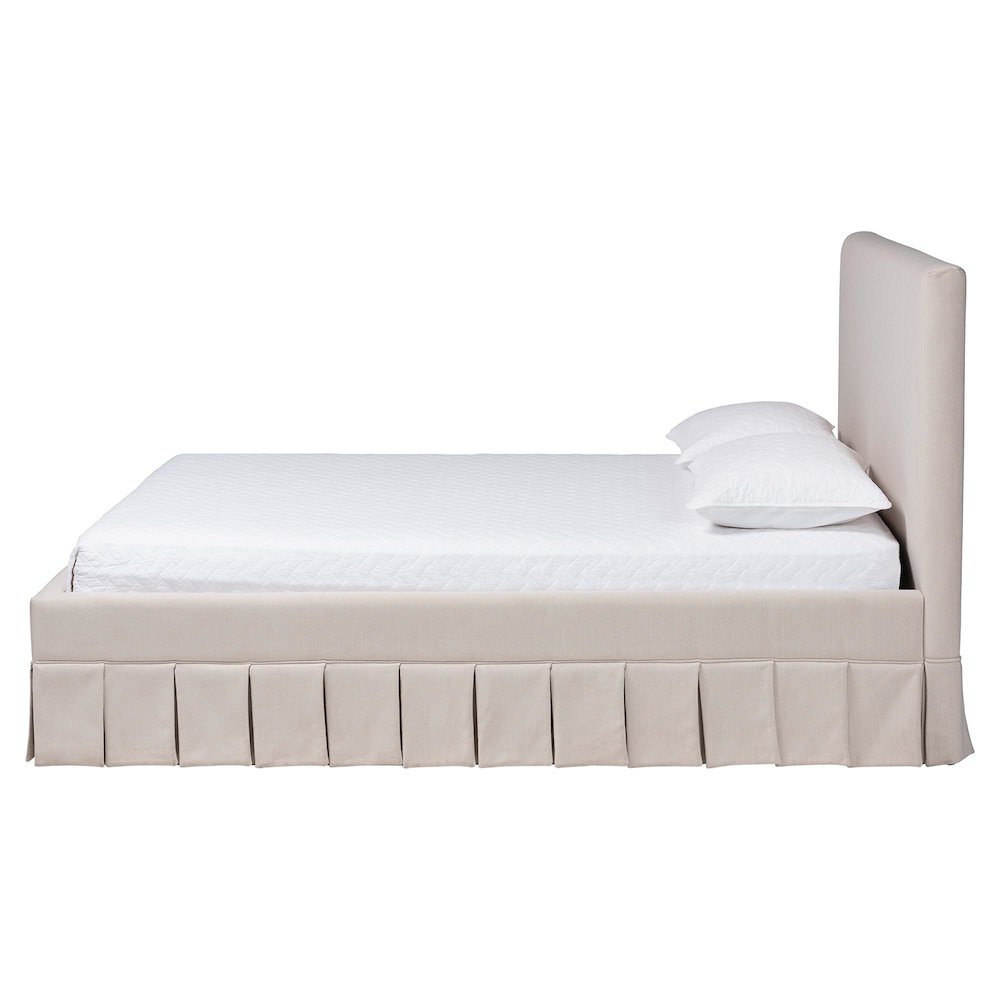 Platform Bed - Fabric Upholstered Bed Frame with Panel Headboard, Queen. Picture 2