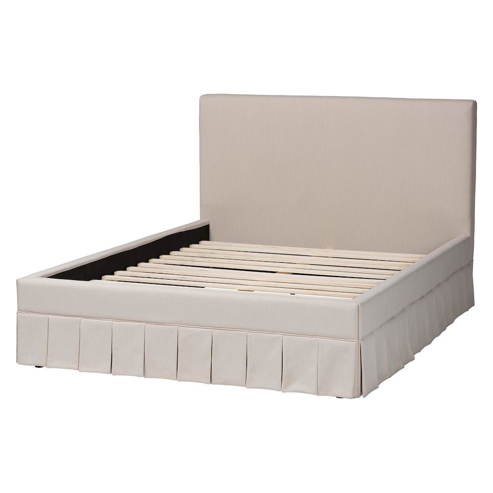 Platform Bed - Fabric Upholstered Bed Frame with Panel Headboard, Queen. Picture 3
