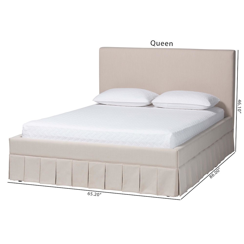 Platform Bed - Fabric Upholstered Bed Frame with Panel Headboard, Queen. Picture 8