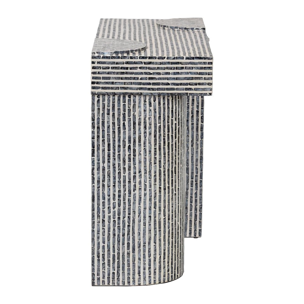 Shell Console Table with Geometric Pattern - Modern Decorative Accent Table. Picture 3