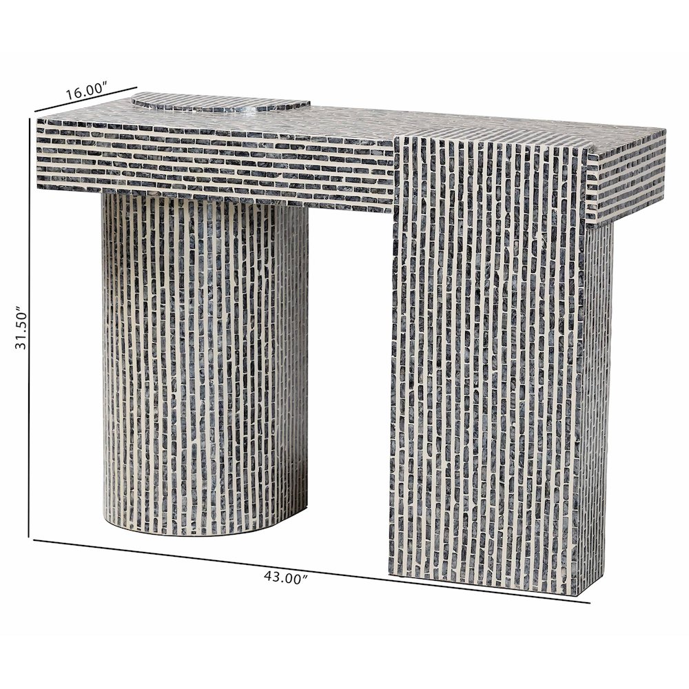 Shell Console Table with Geometric Pattern - Modern Decorative Accent Table. Picture 9