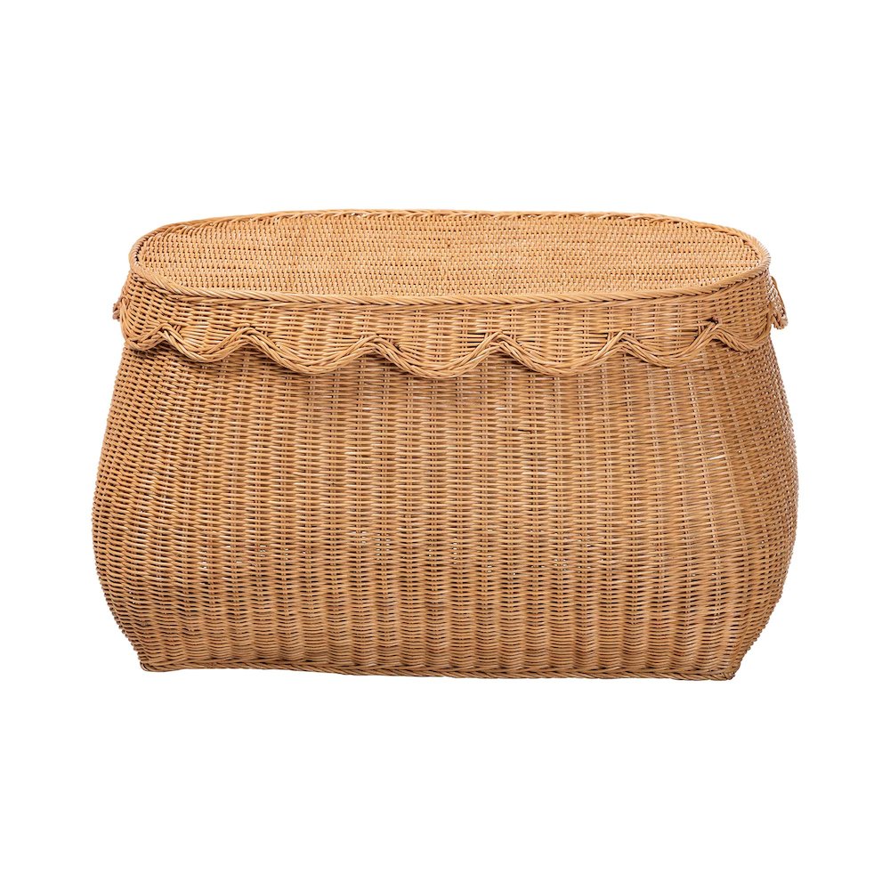 Ayleen Natural Rattan Basket - Handwoven Storage Box, Boho Coastal Decor, Medium. Picture 4