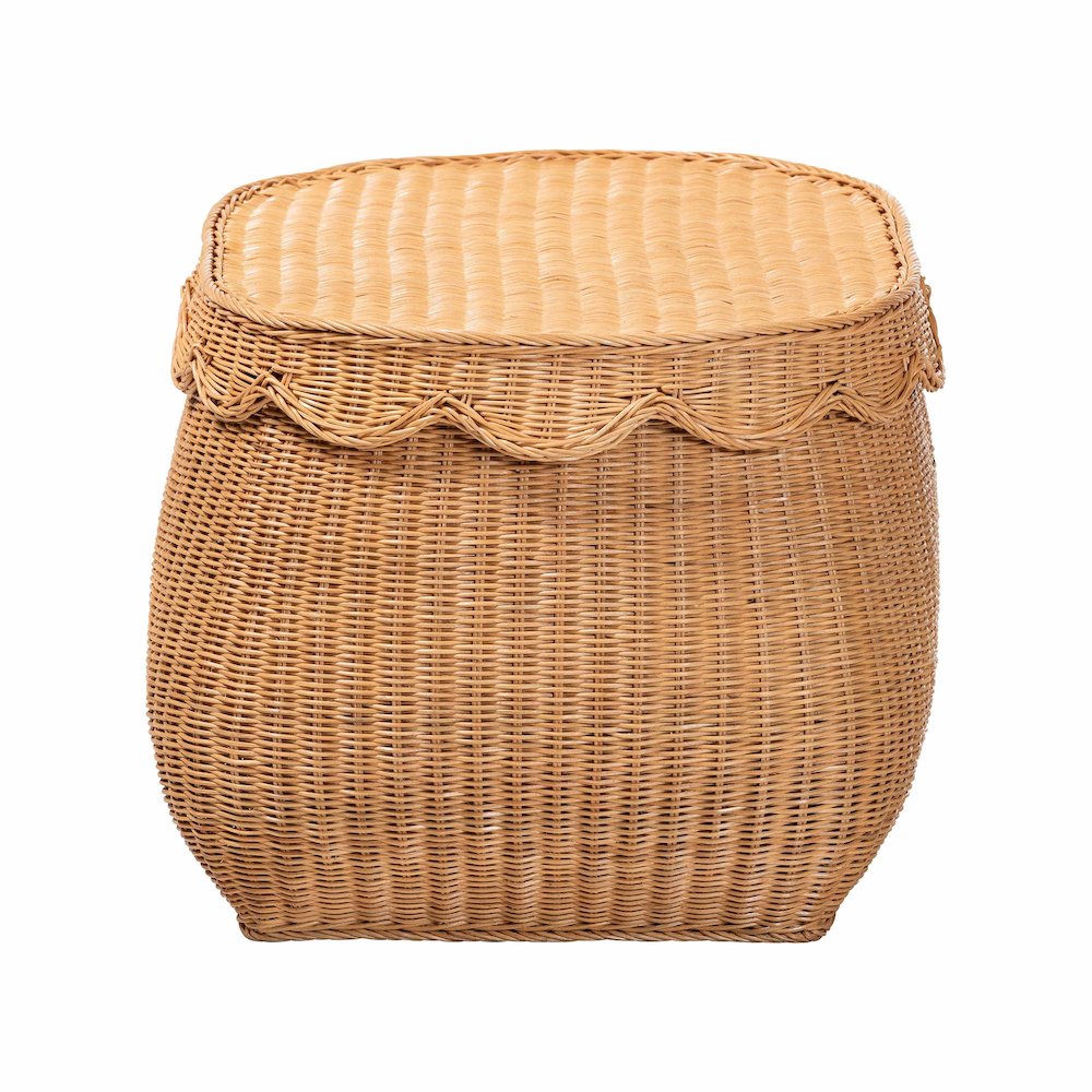 Ayleen Natural Rattan Basket - Handwoven Storage Box, Boho Coastal Decor, Medium. Picture 5