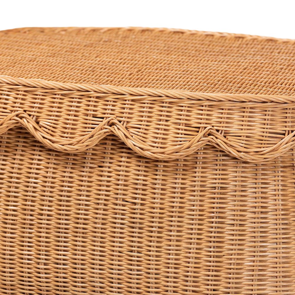Ayleen Natural Rattan Basket - Handwoven Storage Box, Boho Coastal Decor, Medium. Picture 6