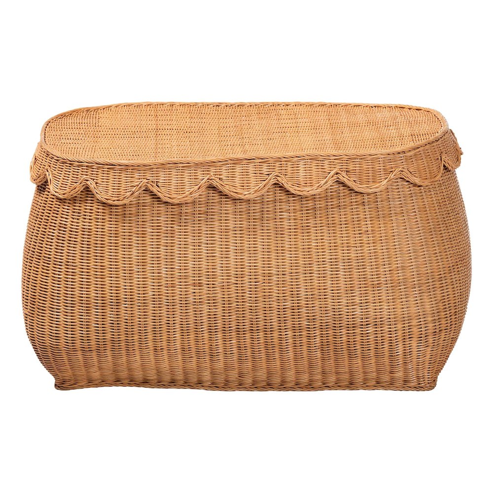 Ayleen Natural Rattan Basket - Handwoven Storage Box, Boho Coastal Decor, Large. Picture 3
