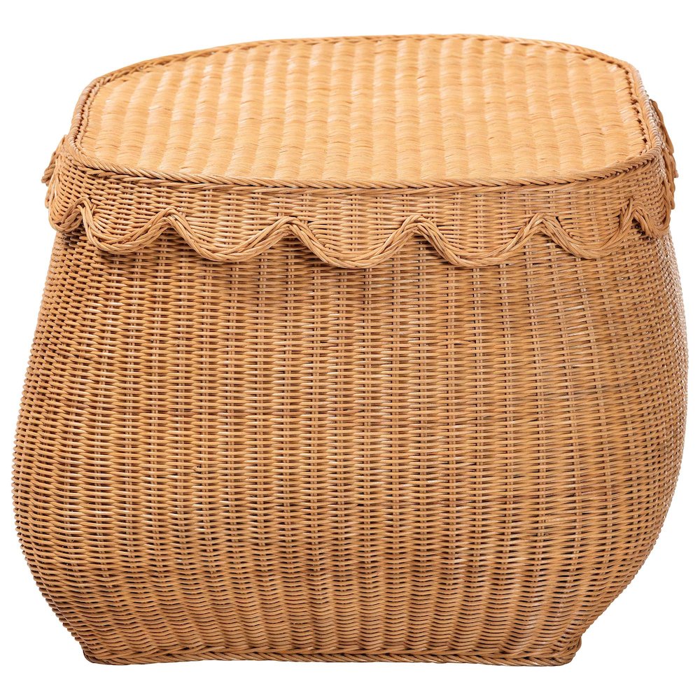 Ayleen Natural Rattan Basket - Handwoven Storage Box, Boho Coastal Decor, Large. Picture 4