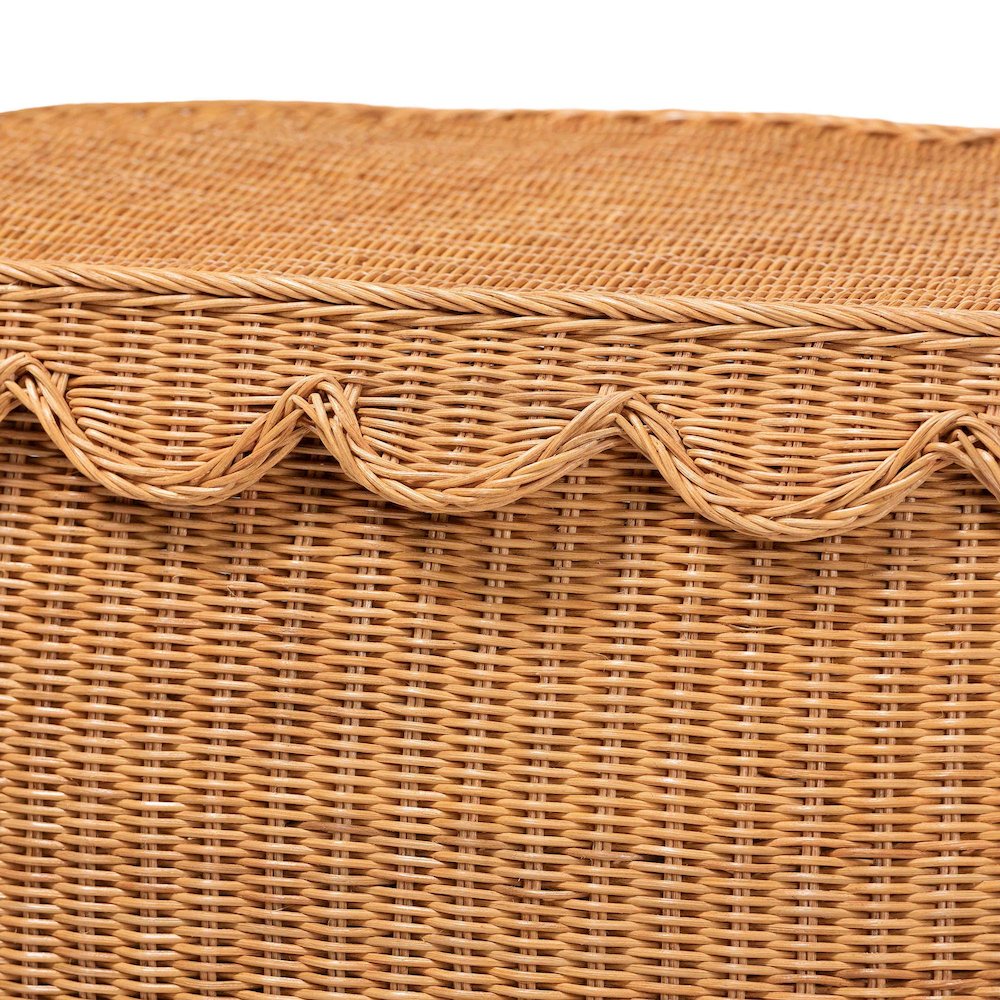 Ayleen Natural Rattan Basket - Handwoven Storage Box, Boho Coastal Decor, Large. Picture 6