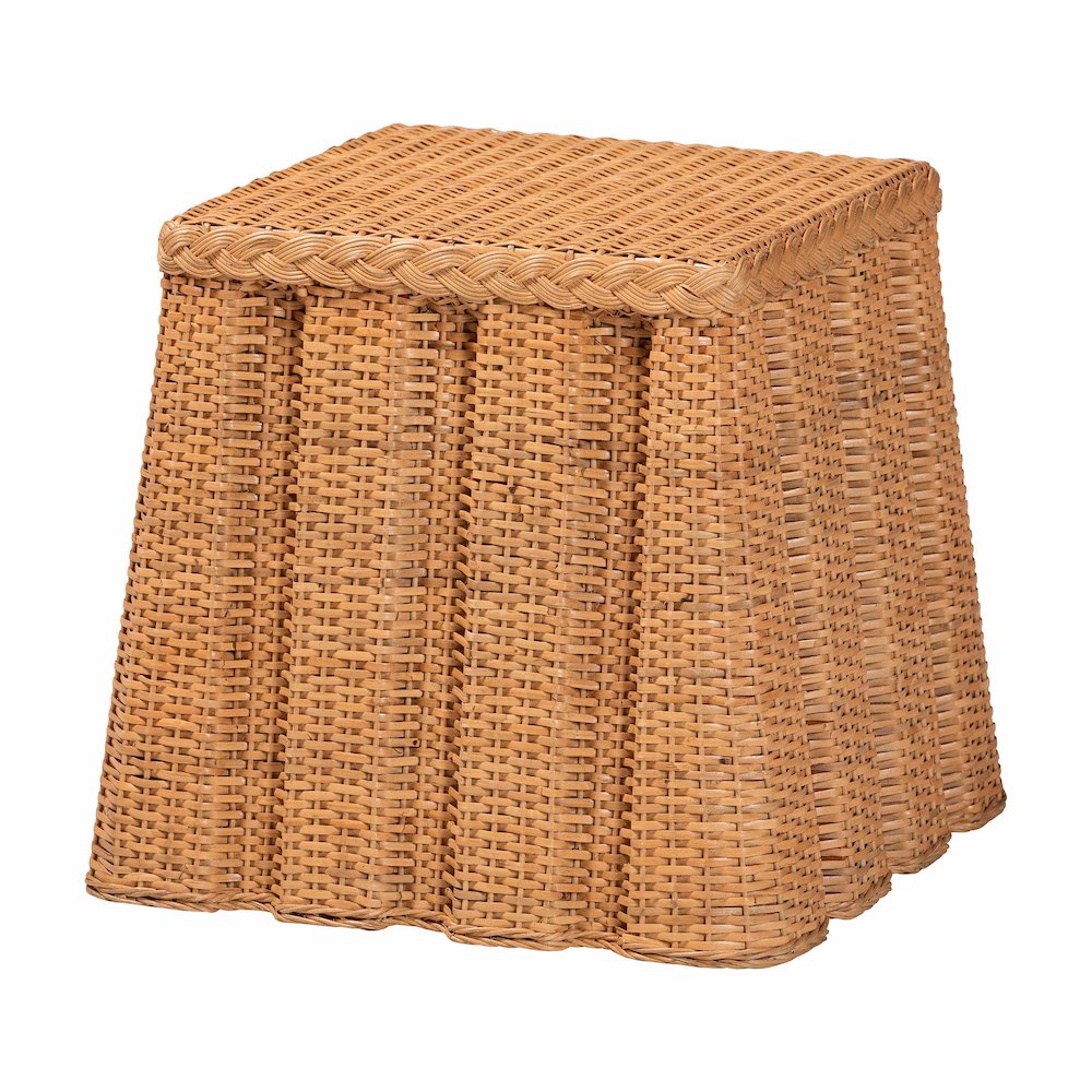 Andrea Natural Rattan End Table - Handwoven Wicker Accent Table. Picture 1
