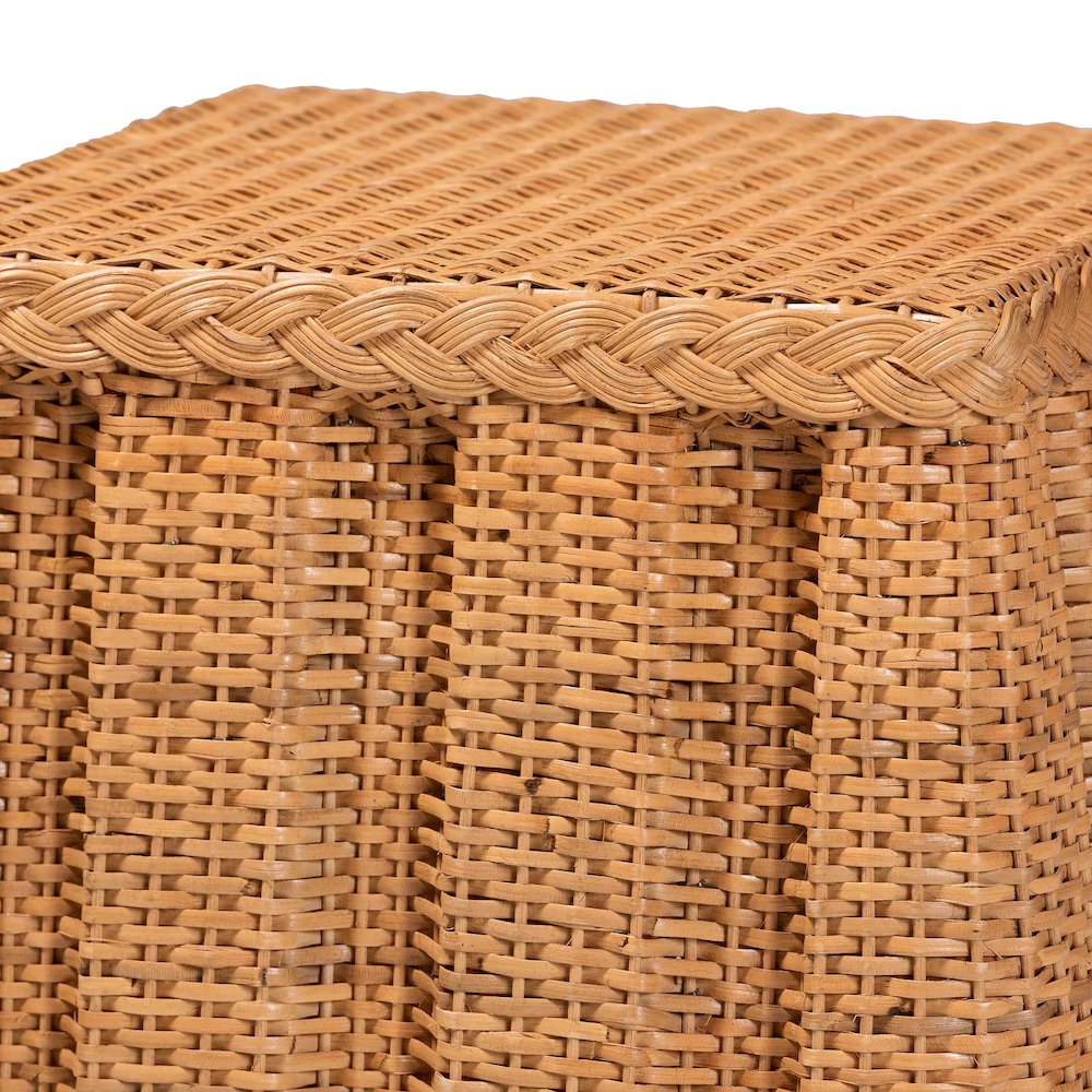 Andrea Natural Rattan End Table - Handwoven Wicker Accent Table. Picture 4