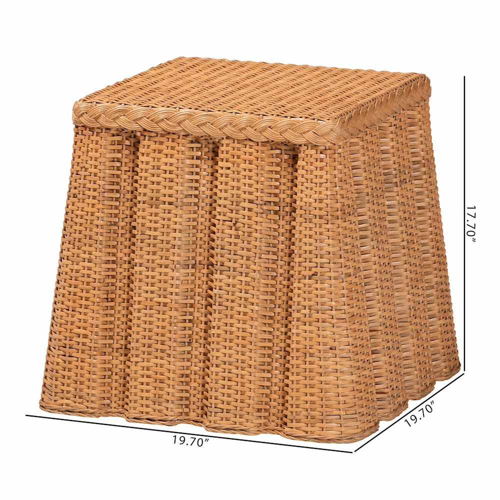 Andrea Natural Rattan End Table - Handwoven Wicker Accent Table. Picture 3