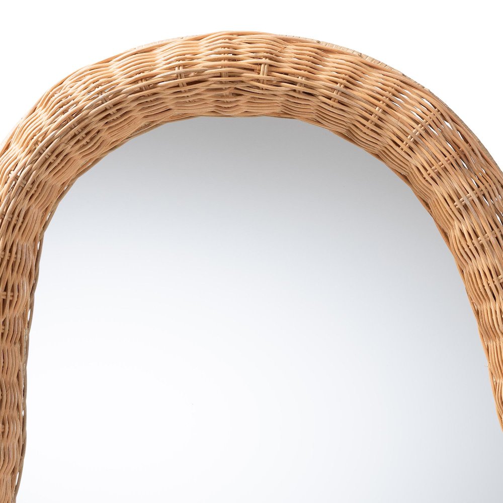 Ulrica Natural Rattan Wall Mirror - Handwoven Wicker Irregular Shape Mirror. Picture 3