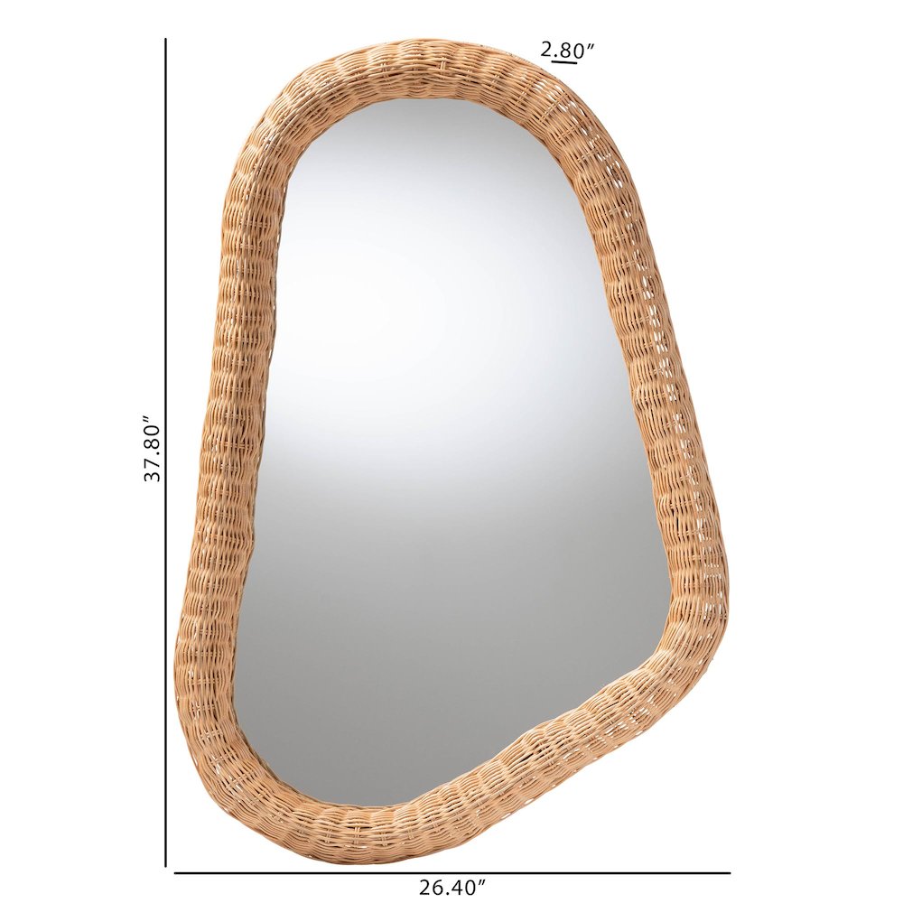 Ulrica Natural Rattan Wall Mirror - Handwoven Wicker Irregular Shape Mirror. Picture 2
