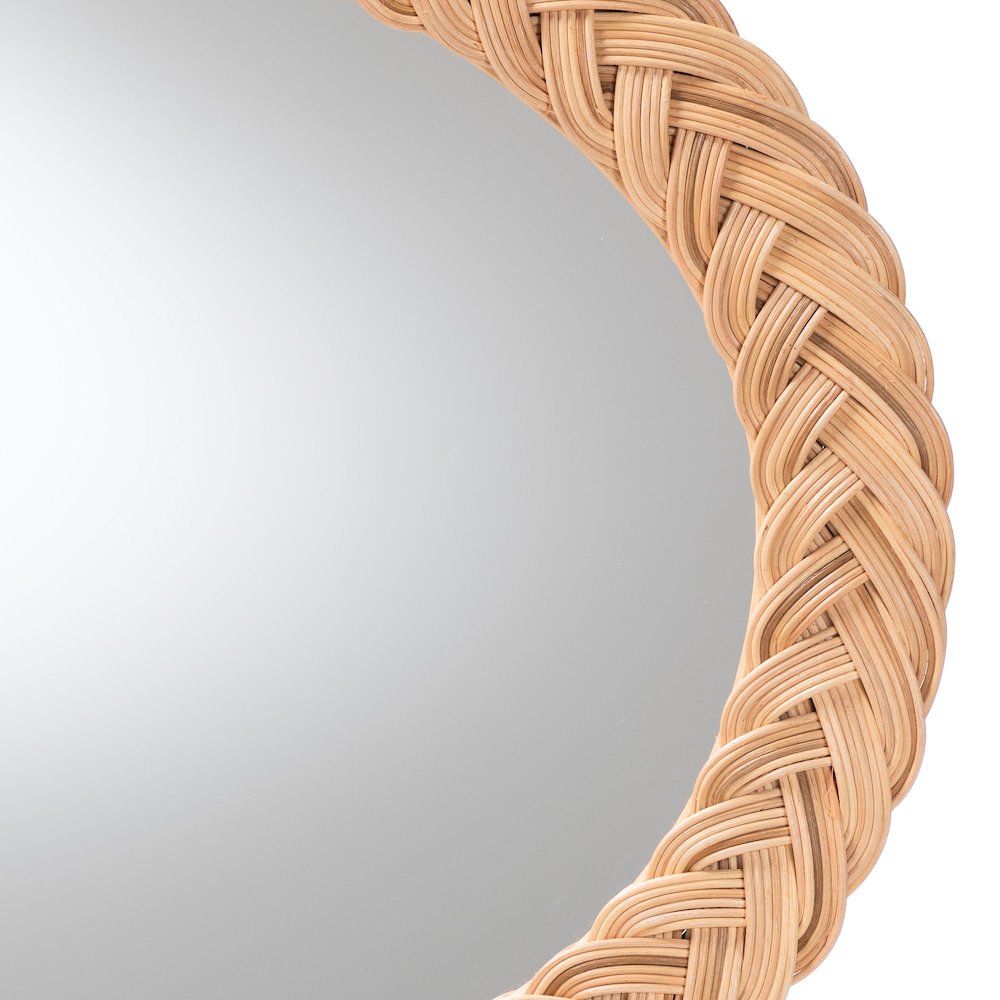 Nara Natural Rattan Wall Mirror - Handwoven Wicker Frame, Coastal Boho Décor. Picture 3
