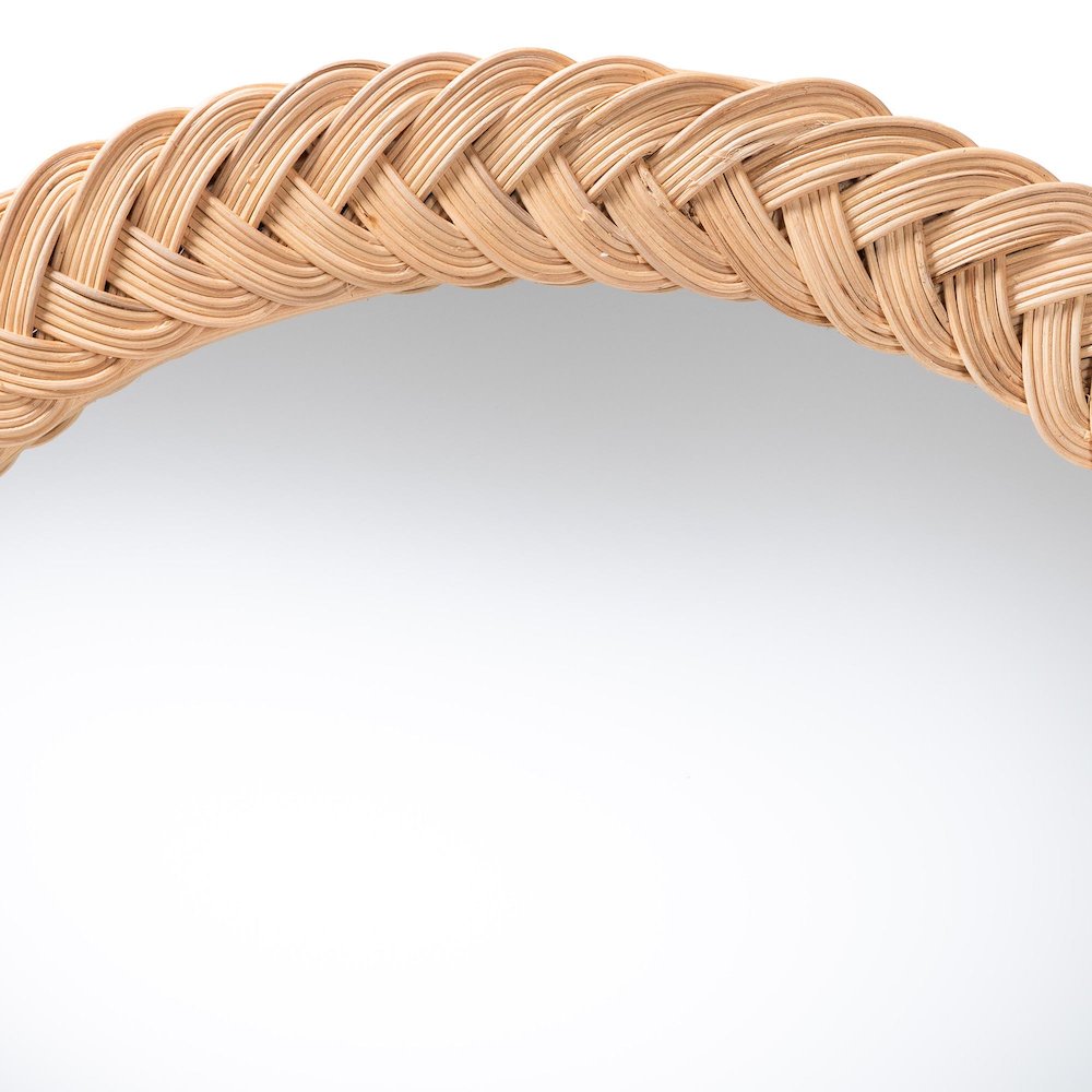 Nara Natural Rattan Wall Mirror - Handwoven Braided Wicker Frame. Picture 3
