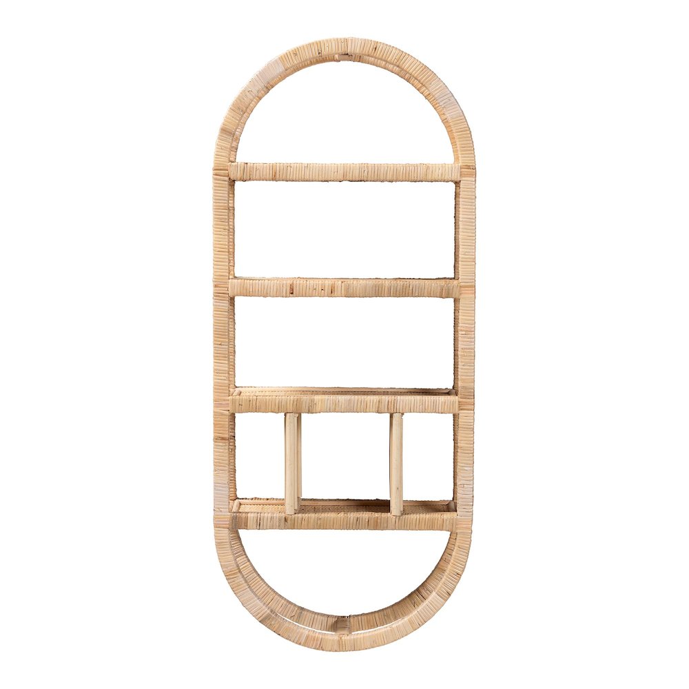 Labonita Natural Rattan Wall Shelf  - 3-Tier Wall-Mounted Display Unit. Picture 2