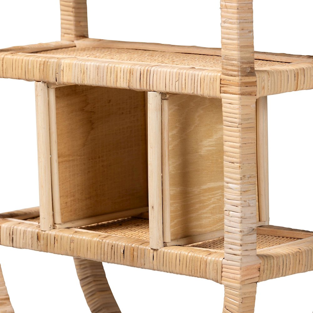 Labonita Natural Rattan Wall Shelf  - 3-Tier Wall-Mounted Display Unit. Picture 5