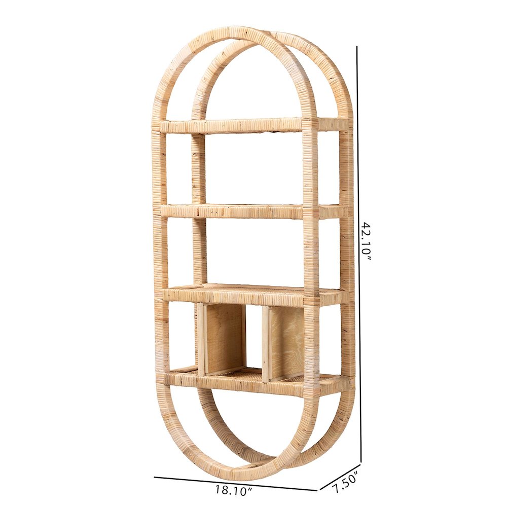 Labonita Natural Rattan Wall Shelf  - 3-Tier Wall-Mounted Display Unit. Picture 4