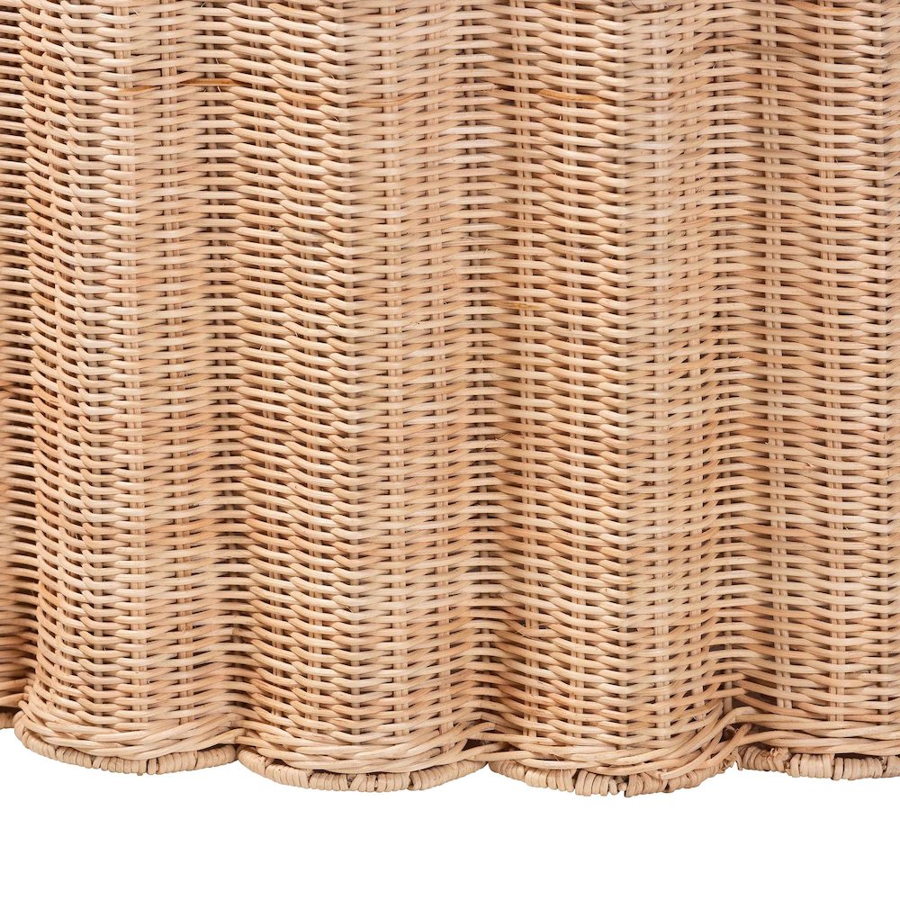 Kensley Natural Rattan Coffee Table - Handwoven Wicker Round Accent Table. Picture 4