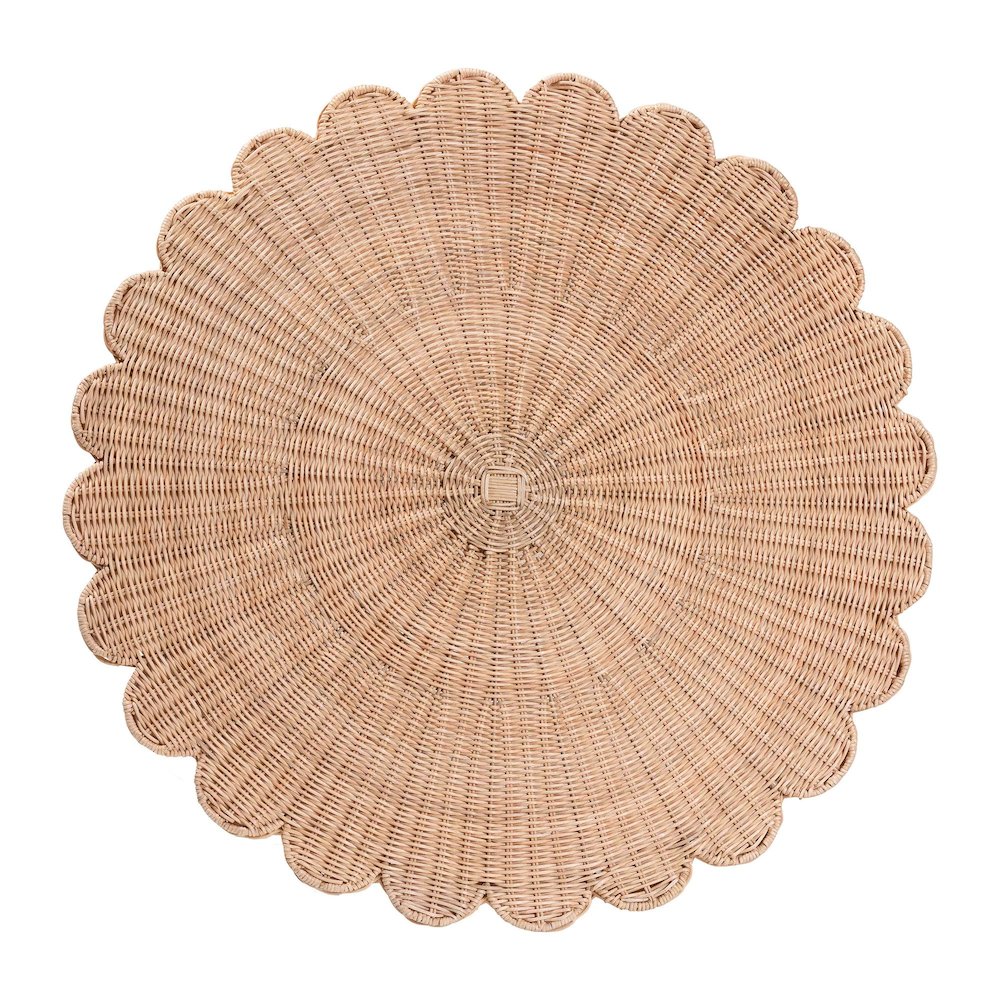 Kensley Natural Rattan Coffee Table - Handwoven Wicker Round Accent Table. Picture 2