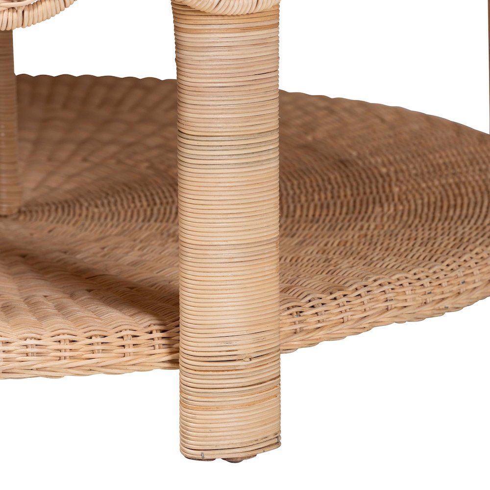 Latoya Natural Rattan Coffee Table - Handwoven Round Wicker Table. Picture 6