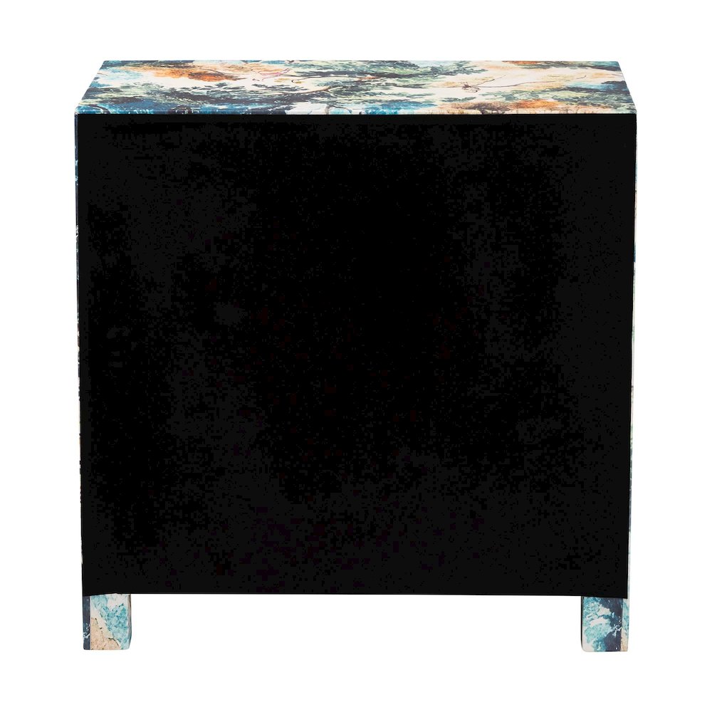 Adeline End Table with Printed Nature Motif - 3-Drawer Storage Cabinet. Picture 6