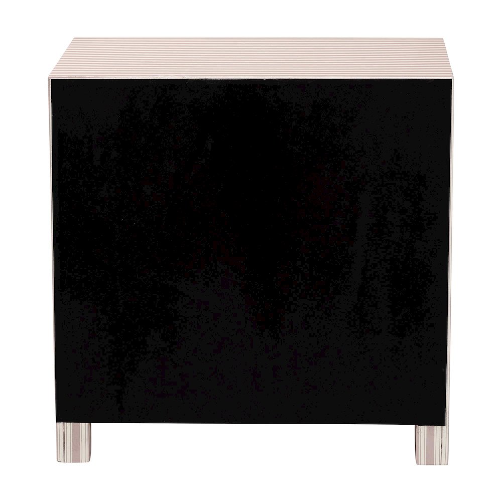 Javianne End Table with Striped Faux Leather - 3-Drawer Storage Cabinet. Picture 6