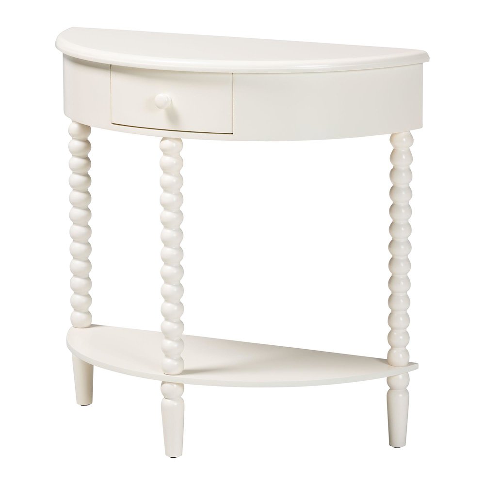 Raynera Bobbin-Leg Demilune Console Table - Half-Moon Accent Table. Picture 1