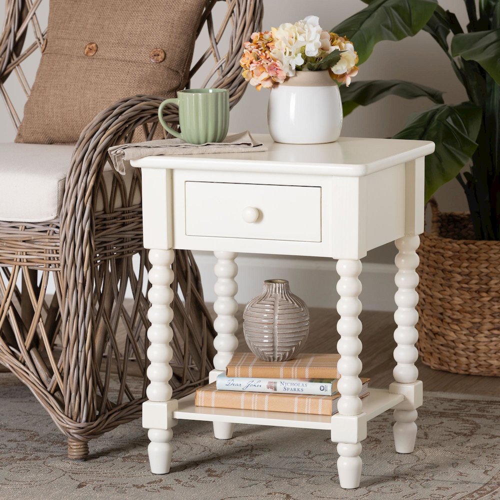 Raynera End Table with Legs, 1-Drawer Accent Table with Spindle Turned Legs. Picture 10