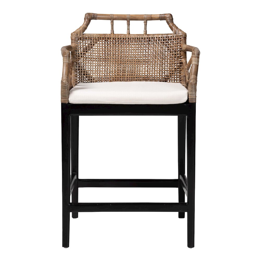 Abiel Natural Rattan Counter Stool with Arms, Removable Cushion. Picture 2