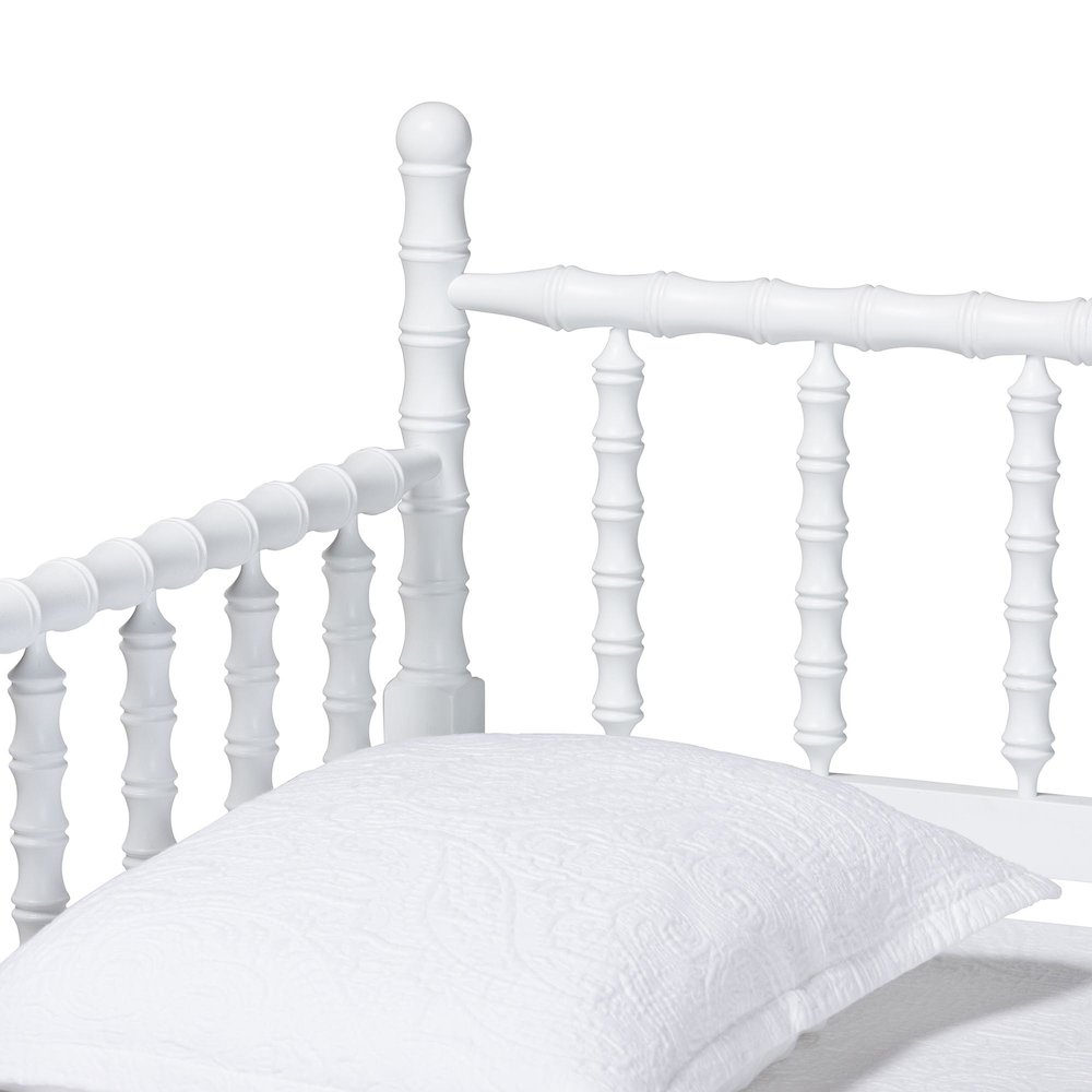 Daybed - Spindle Platform Bed Frame with Bamboo-Style Turned Posts, Twin, White. Picture 4