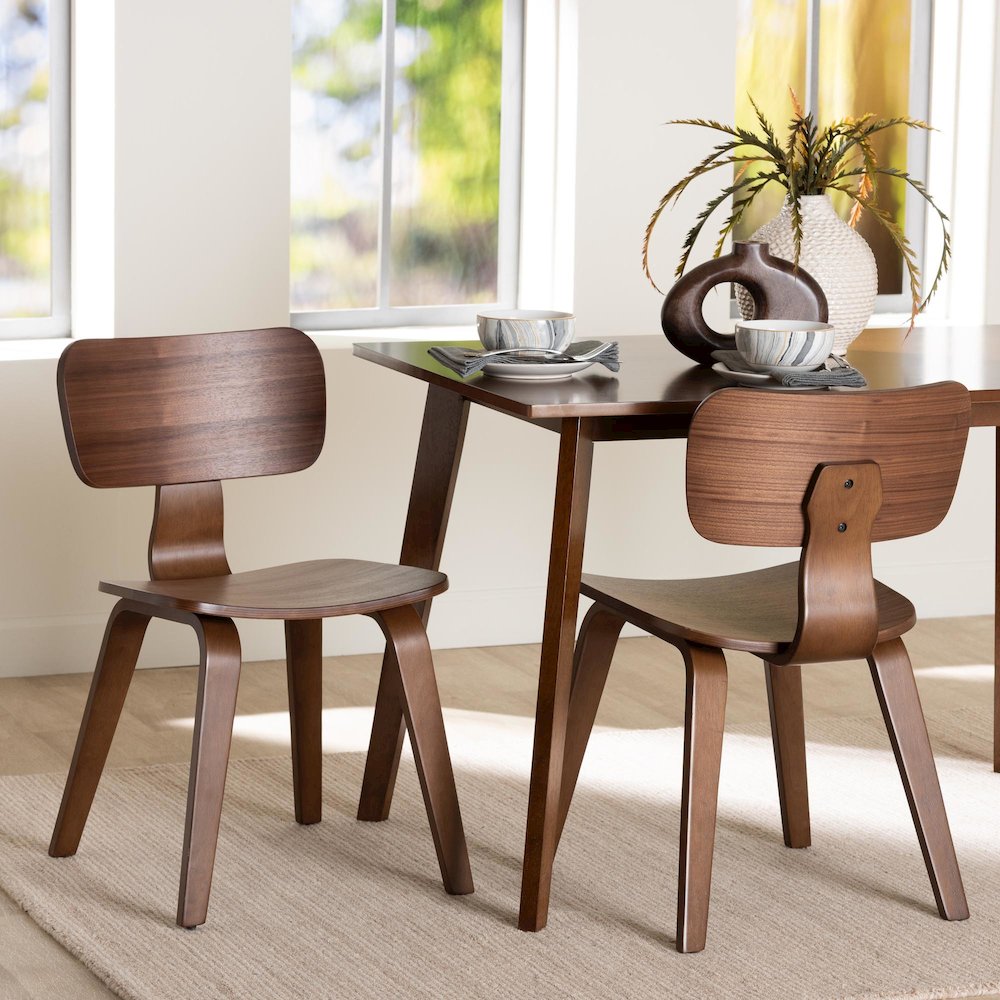 Billie Wood 2-Piece Dining Chair Set, Bentwood Frame Seating with Contoured Seat. Picture 2