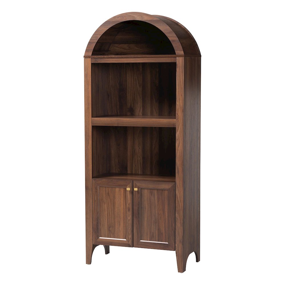 Hayes Wood Cabinet with Arch Top - Mid-Century Modern Display Piece. Picture 1